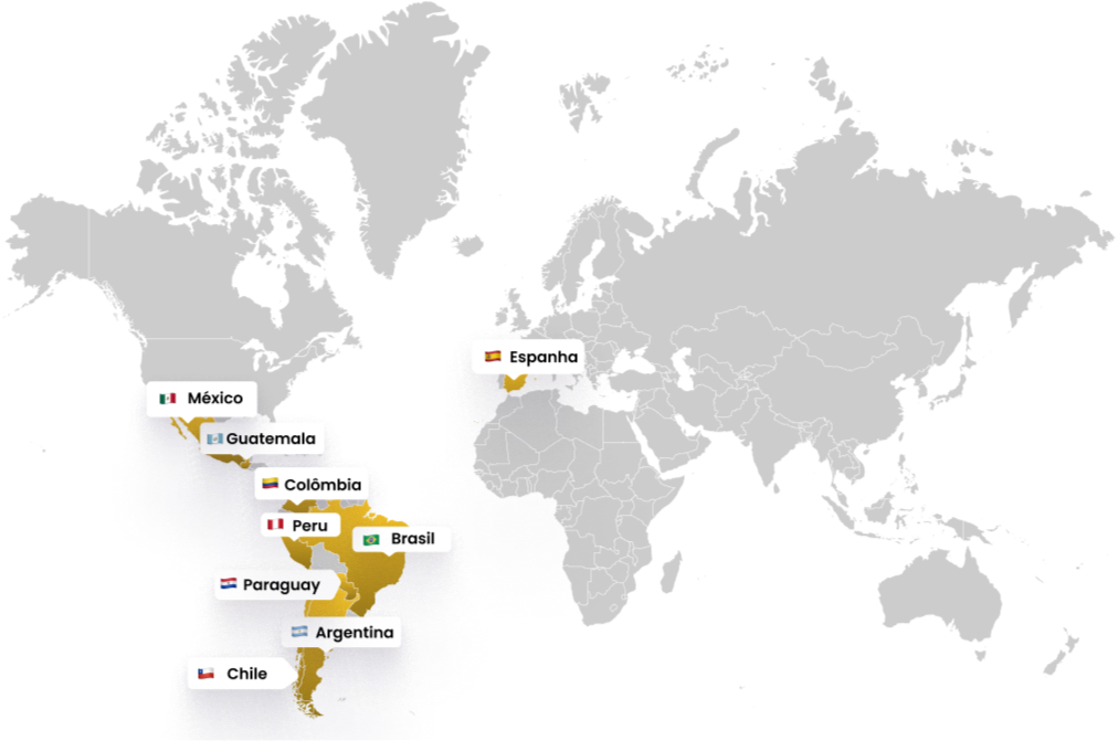 Mapa de los países donde opera RedTrabaje.